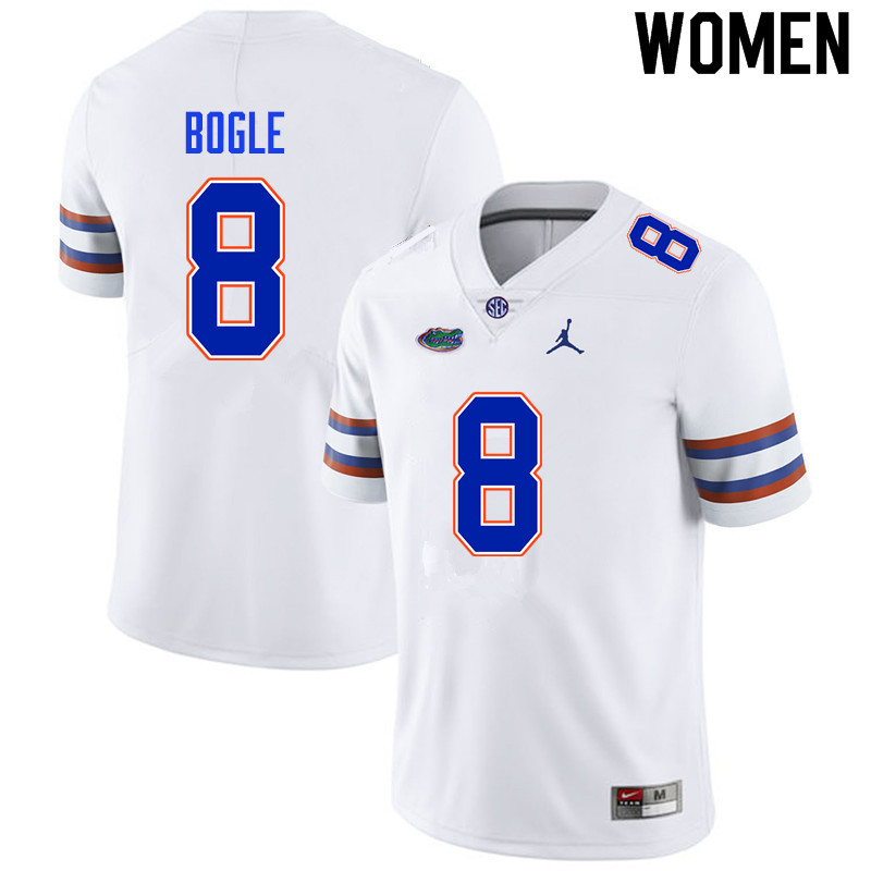 Women #8 Khris Bogle Florida Gators College Football Jerseys Sale-White